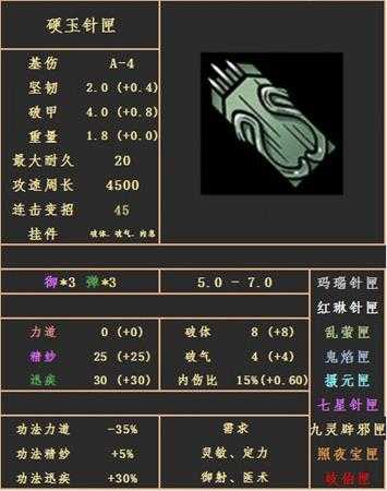 《太吾绘卷》硬玉针匣属性图鉴分享