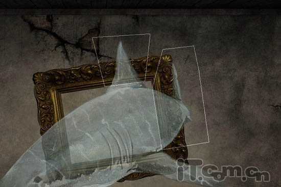 PS合成3D画:从相框当中冲出的鲨鱼