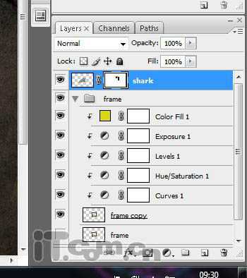 PS合成3D画:从相框当中冲出的鲨鱼