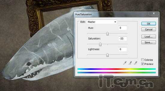 PS合成3D画:从相框当中冲出的鲨鱼
